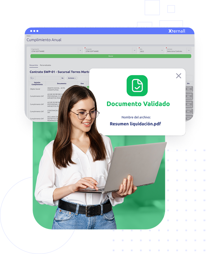 Xternall Optimiza la gestion Cumplimiento de Proveedores de Servicios Especializados Funcionalidades Imagen Validacion 1